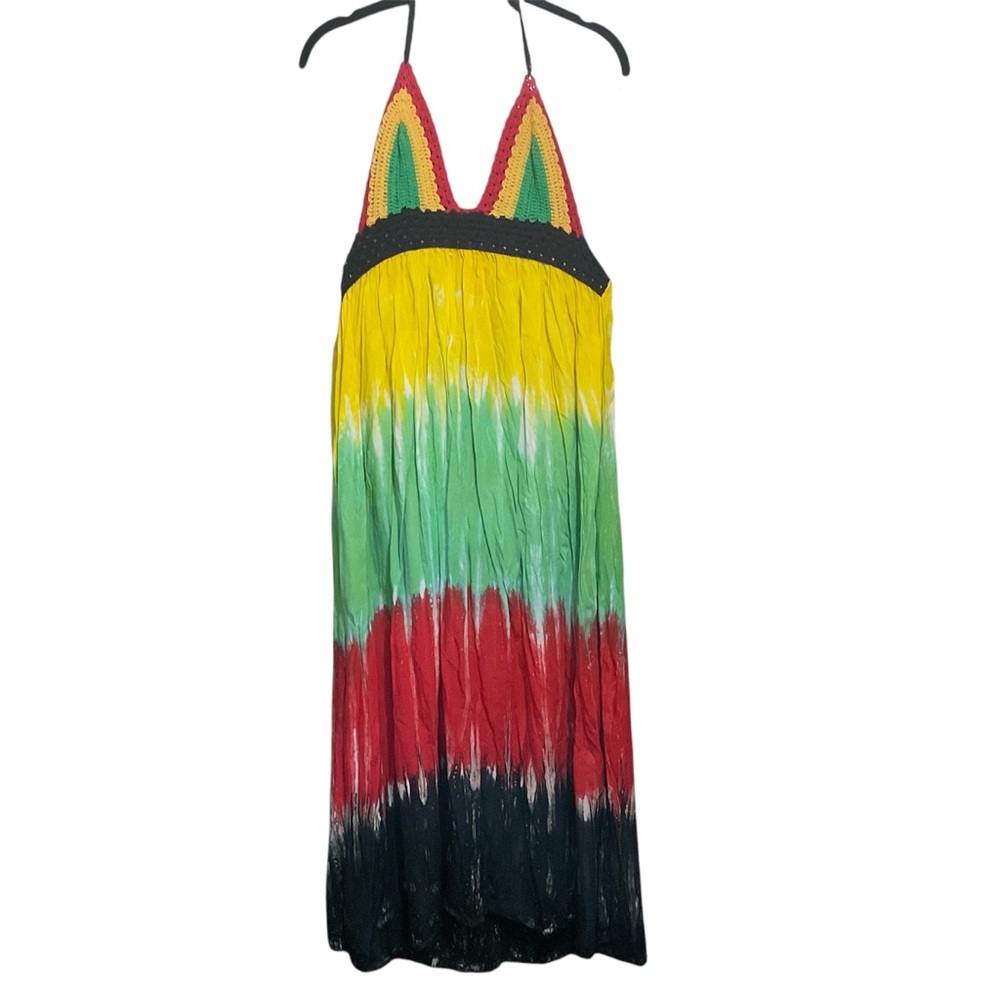 JUST FROM BALI Dress Rasta Crochet Long Jamaican Style Flowy Womens Free Size